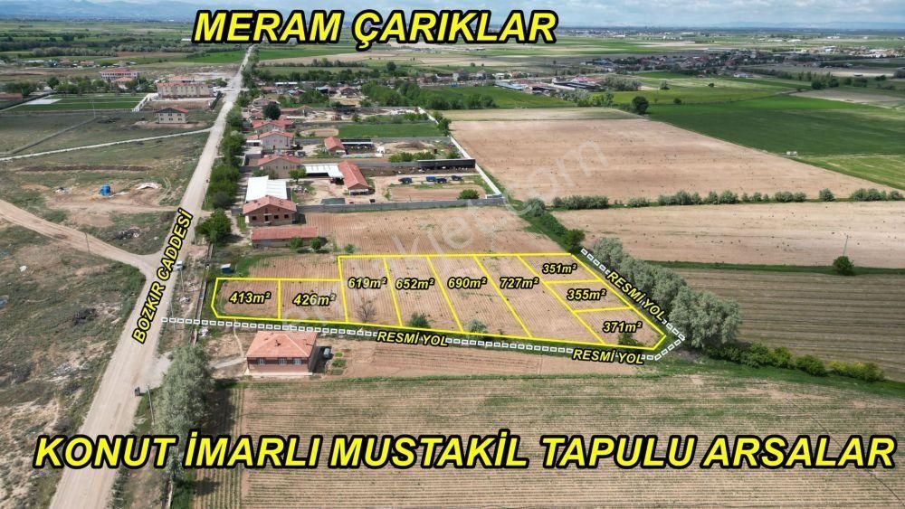 Meram Çarıklar Satılık Konut İmarlı  ÇARIKLAR DA 619 M2 MÜSTAKİL TAPULU KONUT İMARLI ARSA