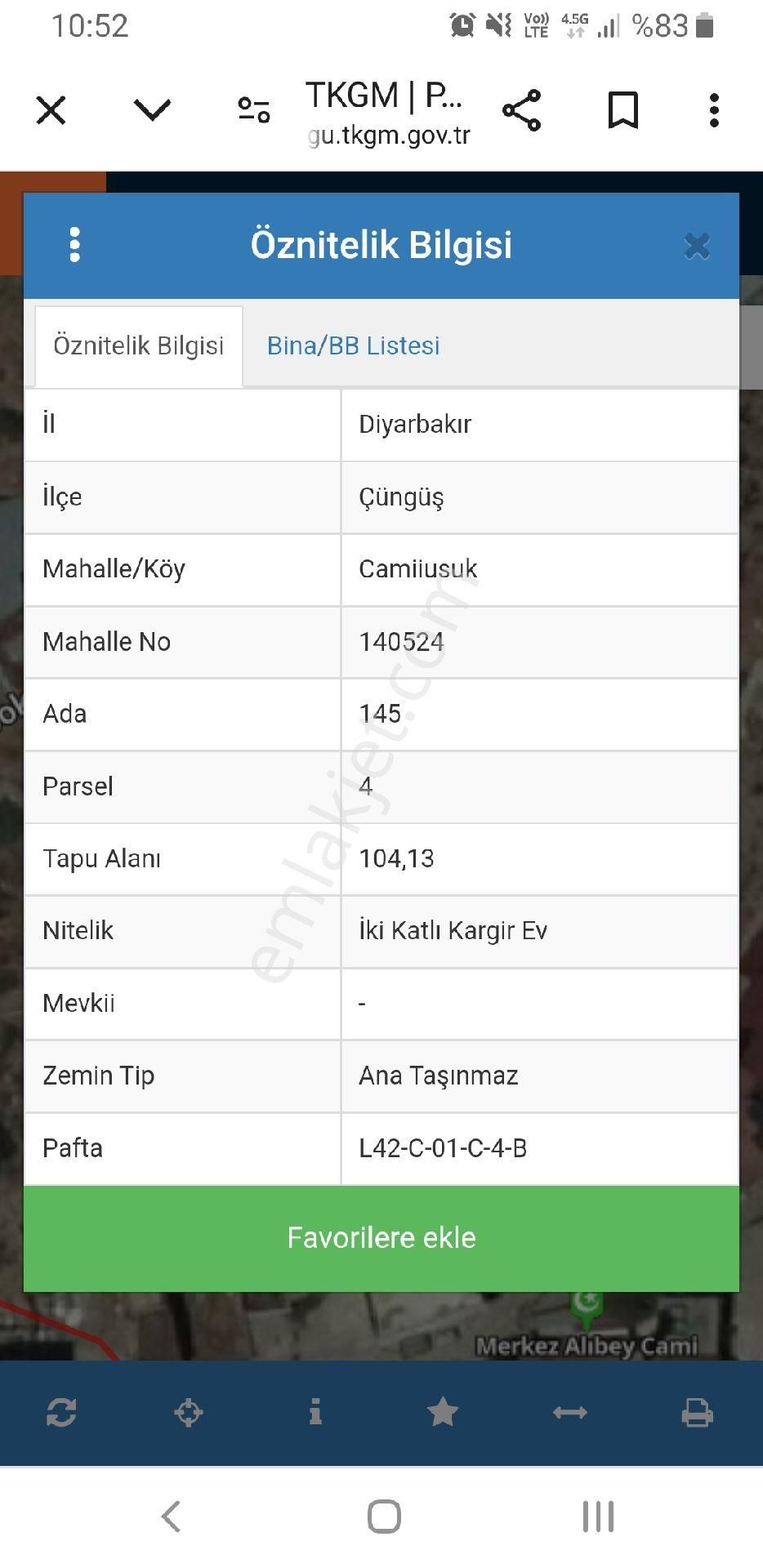 Çüngüş Camiisuk Satılık Konut İmarlı İmarlı Tek Hisse 104m2