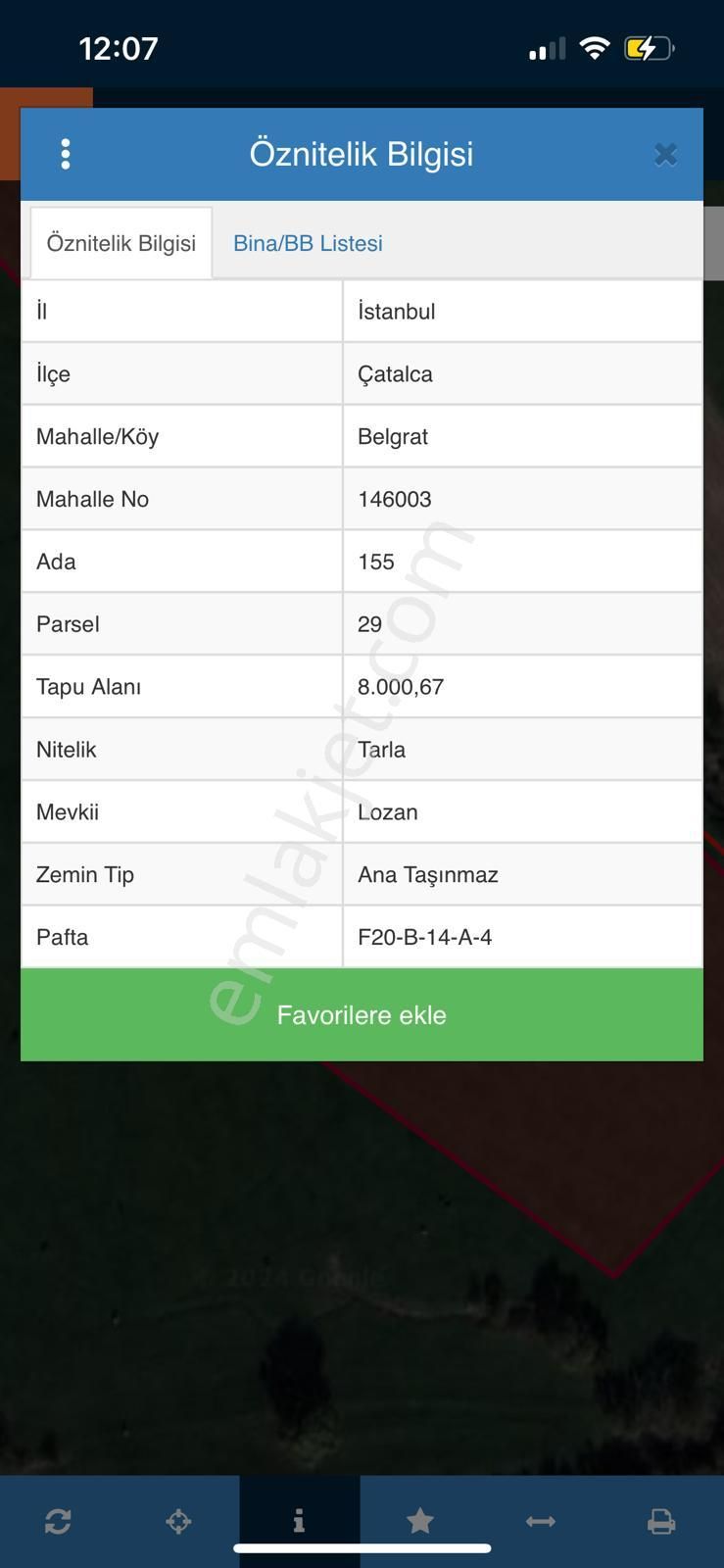 Çatalca Belgrat Satılık Tarla İstanbul Çatalca Belgratta Satılık Hisseli Tarla 1200 M2