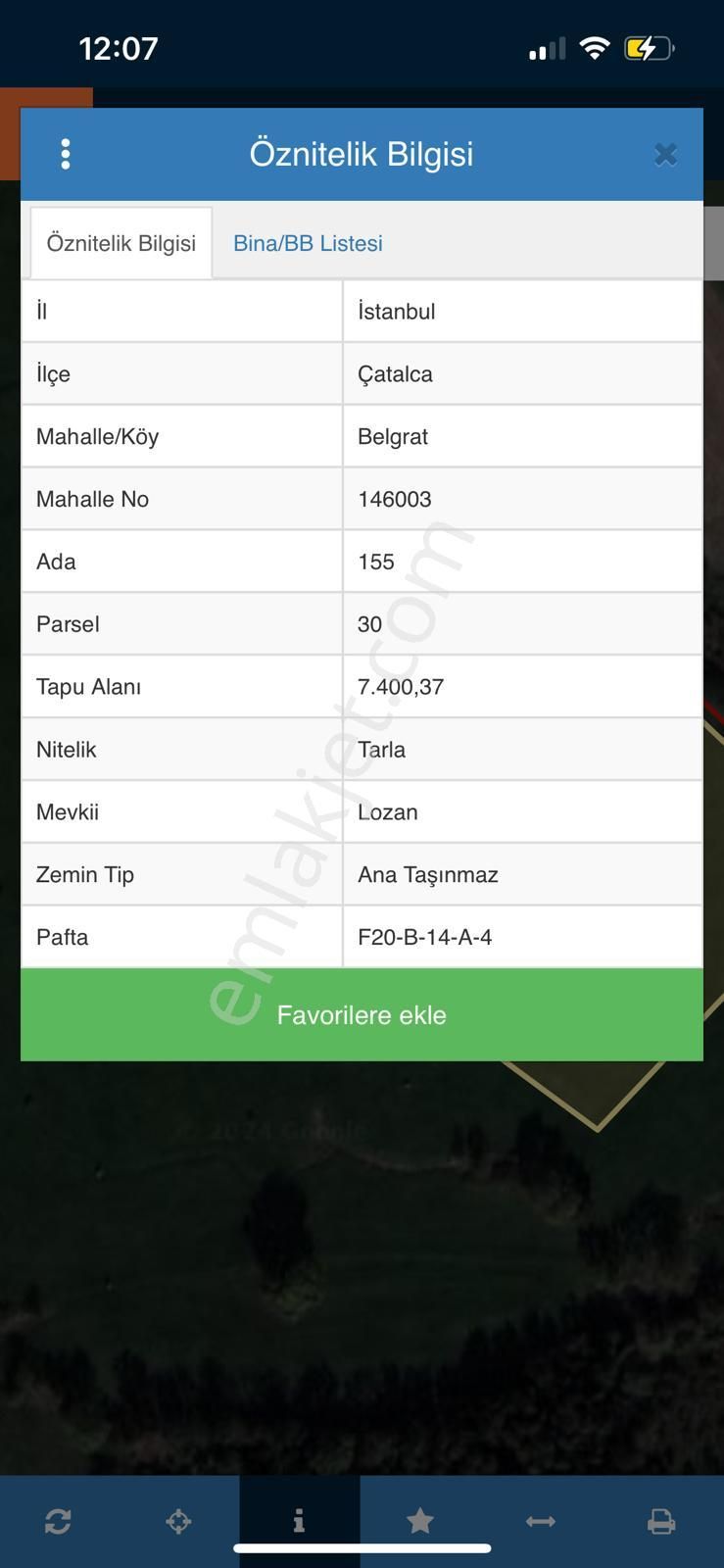 Çatalca Belgrat Satılık Tarla İstanbul Çatalca Belgrat Mah.si Lozan Mevkisinde Satılık 1100 M2 Tarla