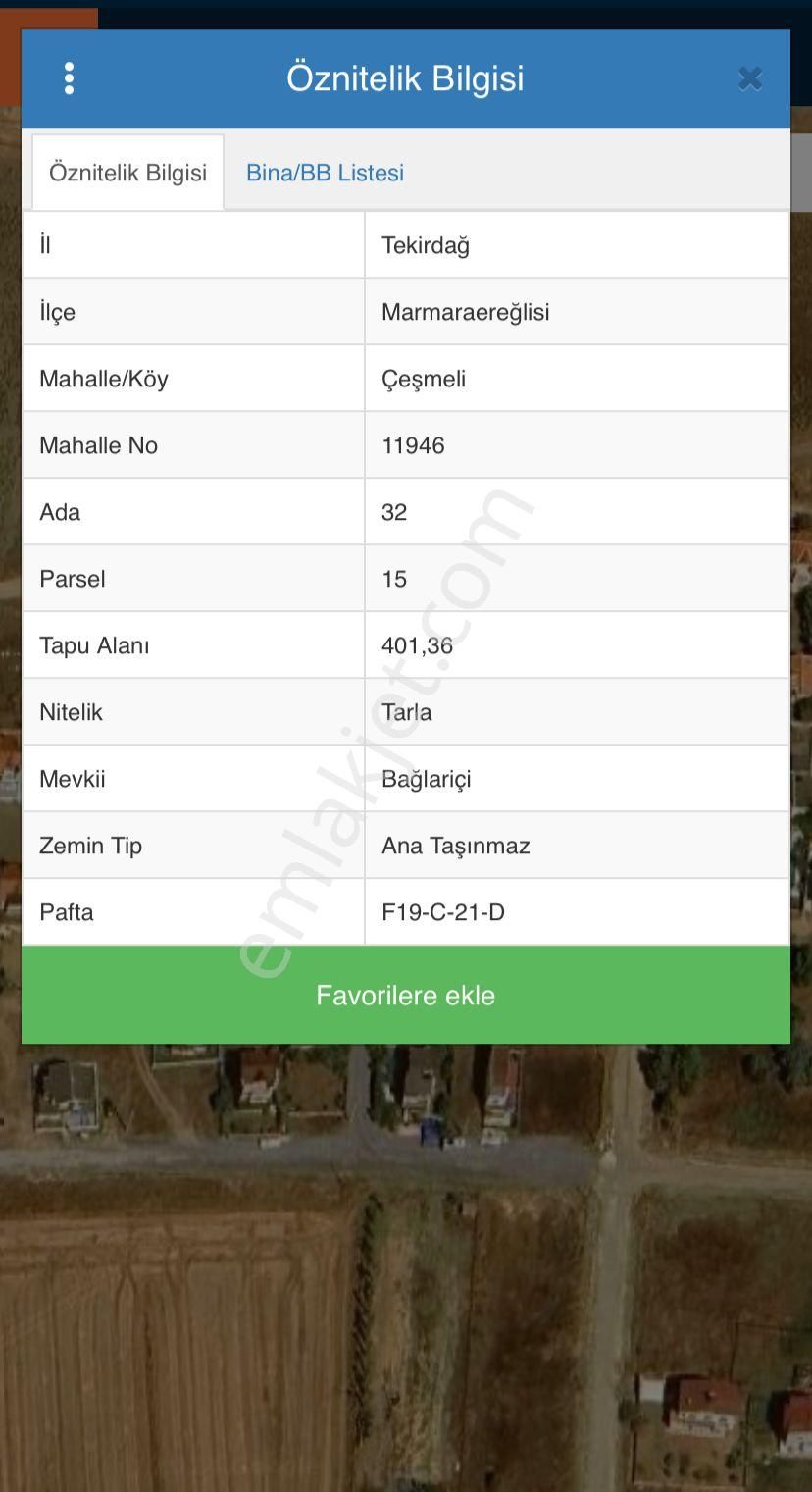 Marmaraereğlisi Çeşmeli Satılık Tarla M.ereğlisi Çeşmeli 220 M2 İmarlı İfrazlı Yerleşim İçi Denize 500m Yakın Süper Konum Arsa