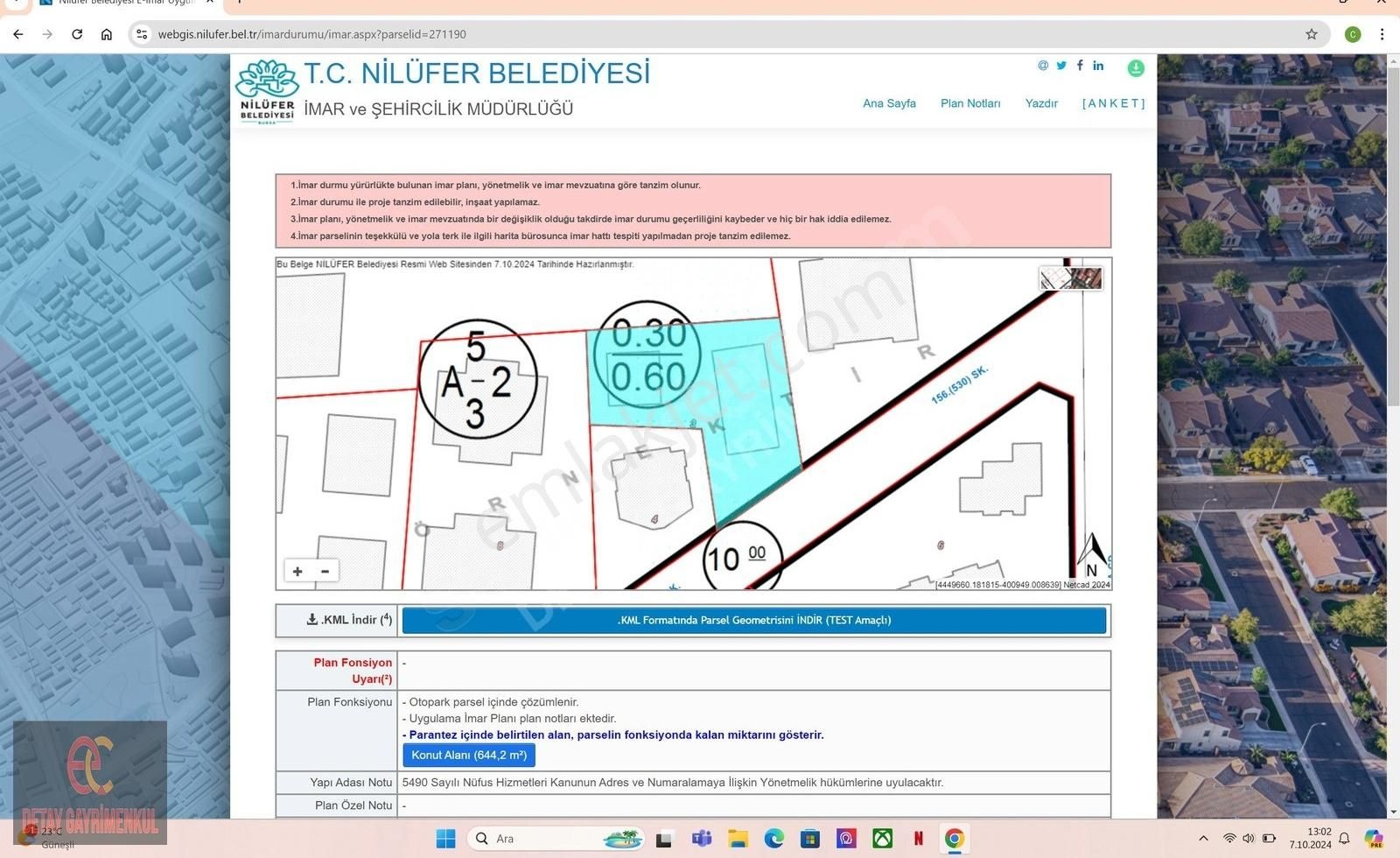 Nilüfer Kayapa Satılık Villa İmarlı Kayapada Satılık Eski Ruhsatlı Villa Arazisi