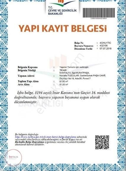 Muratpaşa Tuzcular Satılık Dükkan & Mağaza Kaleiçi'nde Satılık Ticari