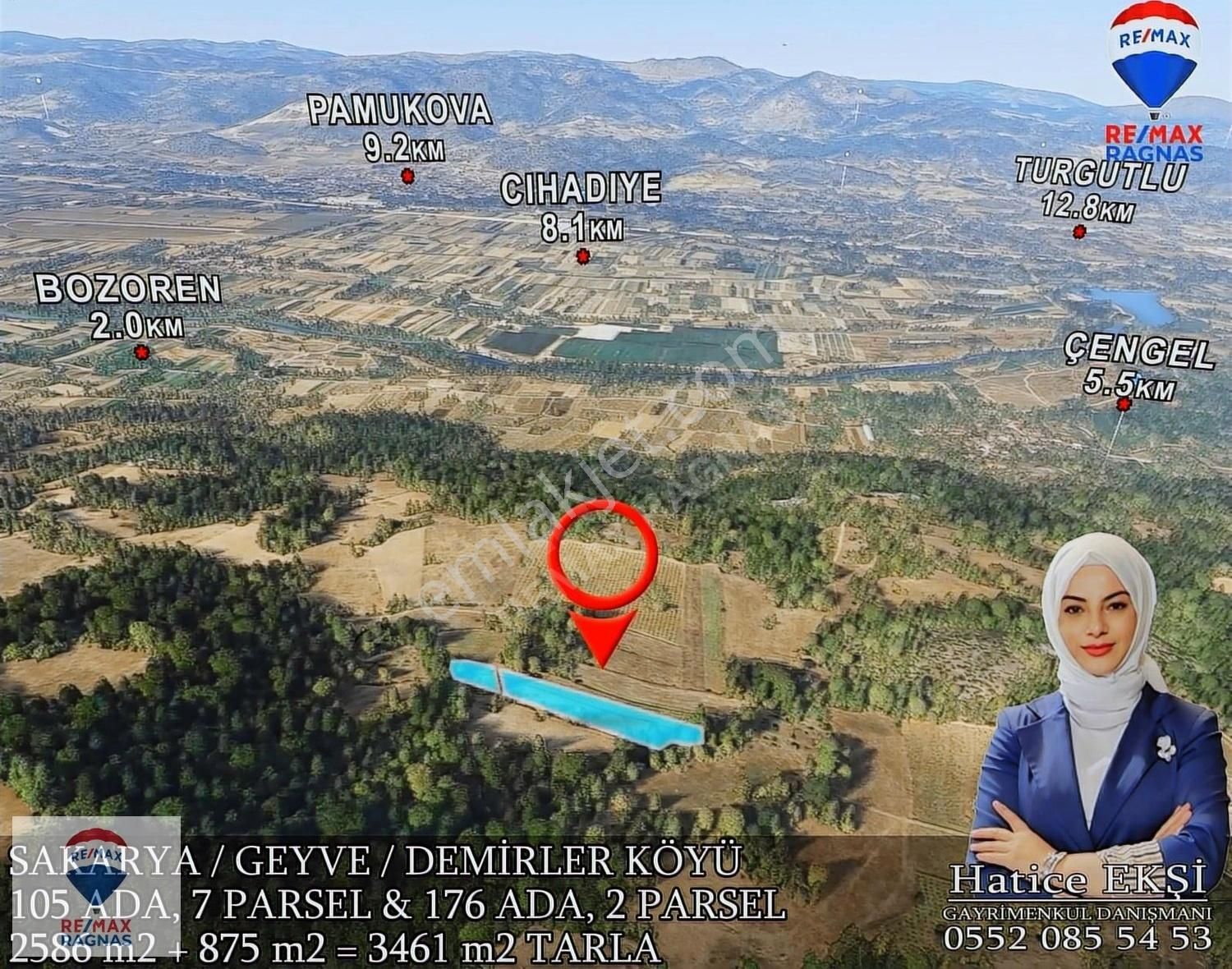 Geyve Demirler Satılık Tarla Sakarya Geyve Demirler De 2 Adet Toplam 3461 M2 Yol Cepheli Arsa