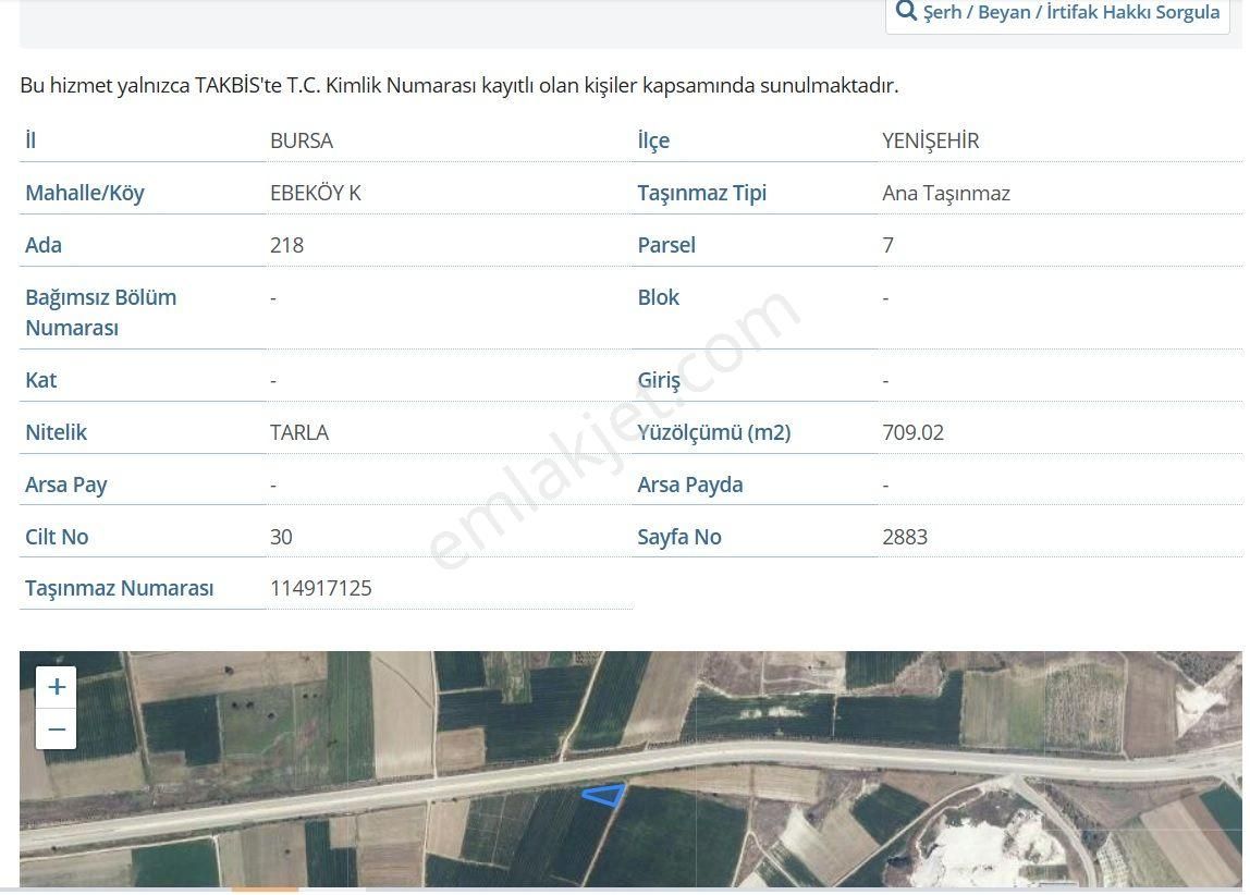 Yenişehir Ebeköy Satılık Tarla Kupon Fırsat! Bursa-bilecik Otobana Sıfır Köşe, Uygun Fiyat