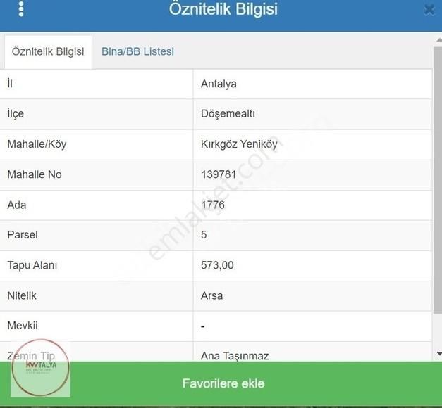 Döşemealtı Yeniköy Satılık Villa İmarlı Döşemealtı Kırkgöz Yeniköy'de Villa İmarlı 573 M2 Köşe Parsel