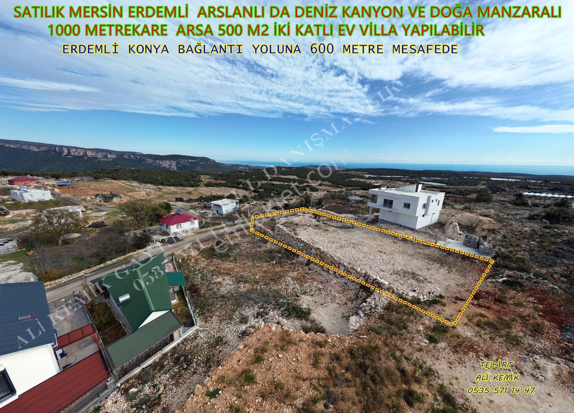 Erdemli Arslanlı Satılık Konut İmarlı Deniz Şehir Ve Kanyon Manzaralı Satılık 1000 M2 Villa Arsası