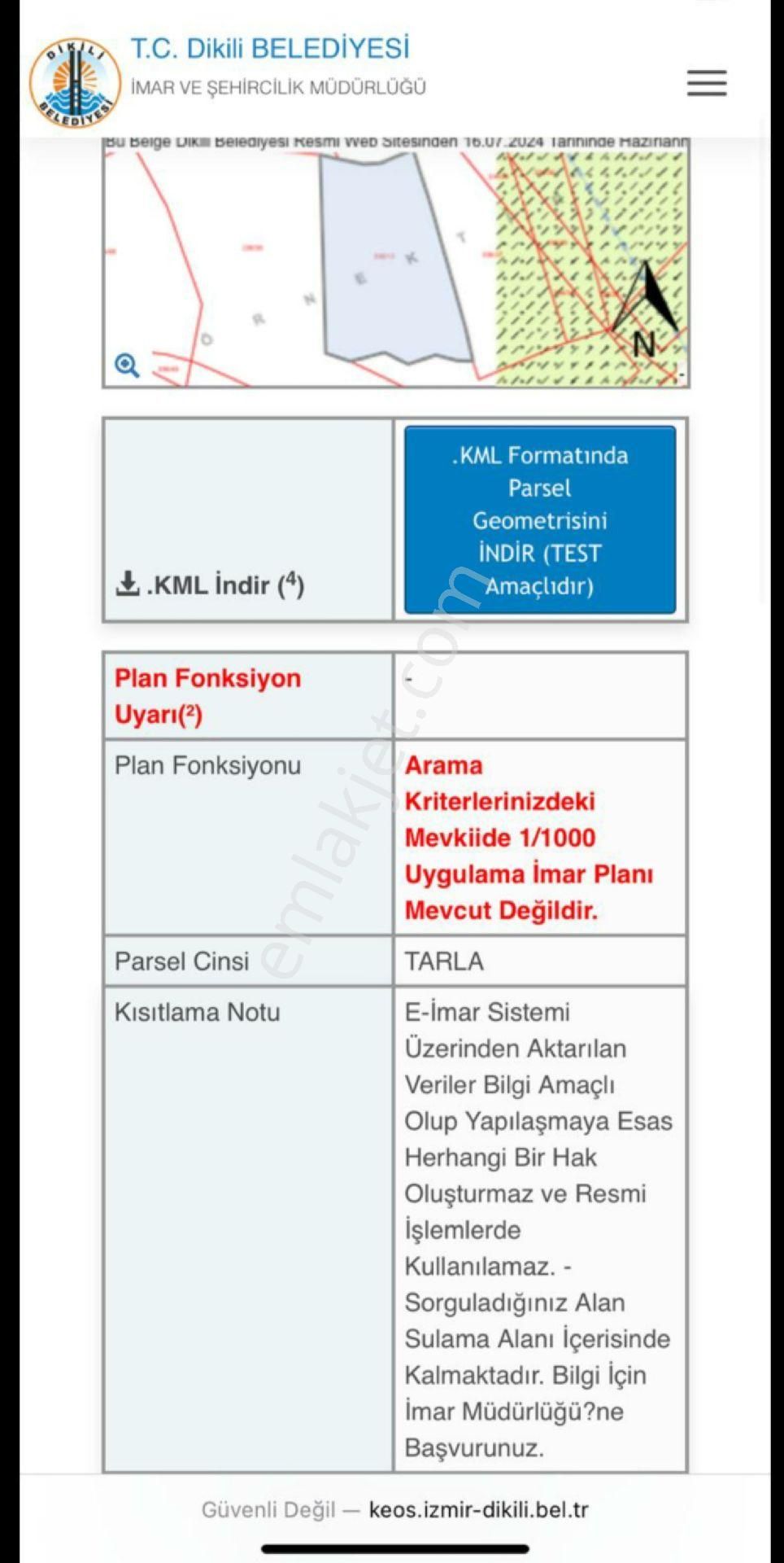 Dikili Cumhuriyet Satılık Tarla İmar Sınırında 40 Willa Yapılabilecek Tarla