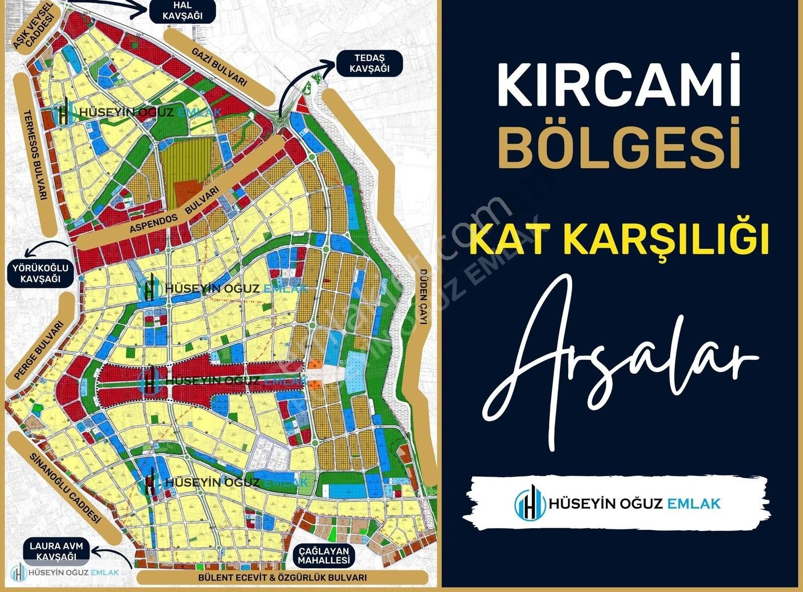 Muratpaşa Kırcami Satılık Ticari İmarlı Hüseyin Oğuz'dan Kırcami'de 50'lik Yola Cephe 610m² Arsa