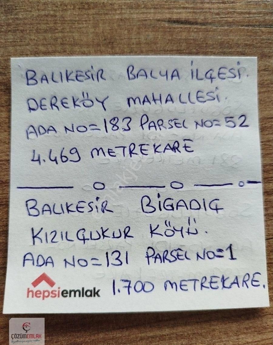 Balya Dereköy Satılık Tarla Balya Dereköyde Satılık Tarla