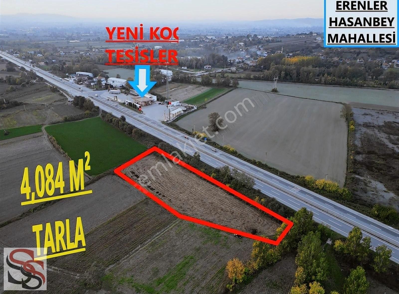 Erenler Hasanbey Satılık Tarla Erenler D100 Karayoluna 128 Metre Cepheli 4,084m² Yatırmlk Tarla