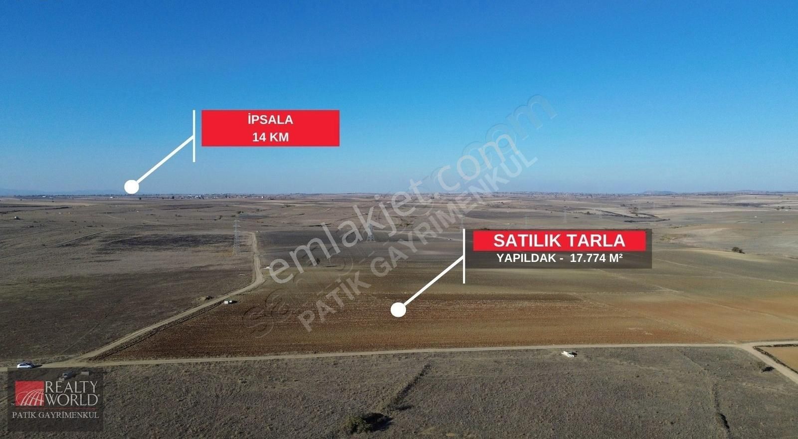 İpsala Yapıldak Köyü Satılık Tarla İpsala Yapıldak'ta Meraların İçinde Satılık 17,774m2 Arazi