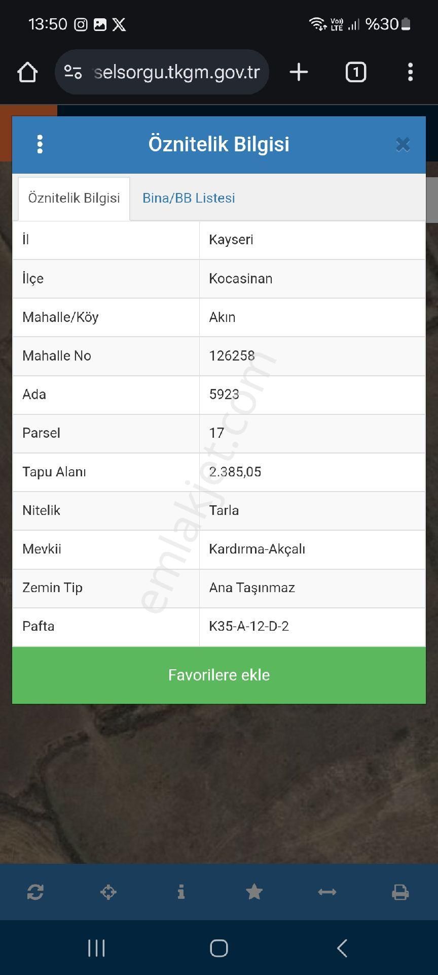 Kocasinan Akın Satılık Tarla Anadolu Emlaktan Satılık Akın Mah De 2385 M² Tarla