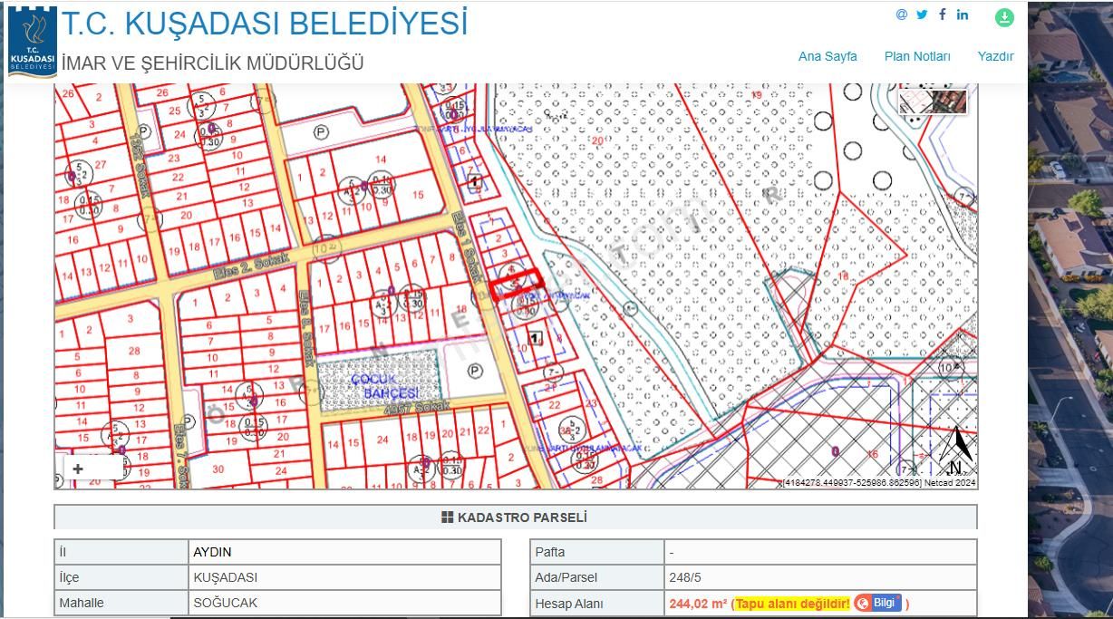 Kuşadası Soğucak Satılık Villa İmarlı Kuşadası Gözde Yerlerinden Soğucakta Villa Arsası