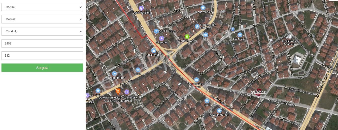 Çorum Merkez Bahçelievler Satılık Konut İmarlı Çorum Bahçelievler De 3 Kat Konut İmarlı Cadde Üzeri 285 M2 Arsa