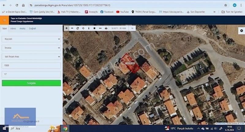 İncesu Bahçelievler Satılık Villa İmarlı Mazaka Cıty'den İncesu Merkezde Satılık Müstakil Ev Arsası