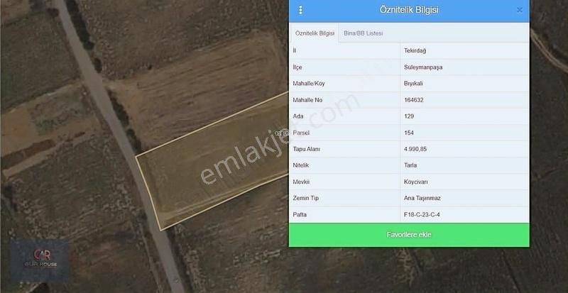 Süleymanpaşa Bıyıkali Satılık Tarla Gür House'den Tekirdağ Süleymanpaşa Bıyıkali'de Satılık Tarla
