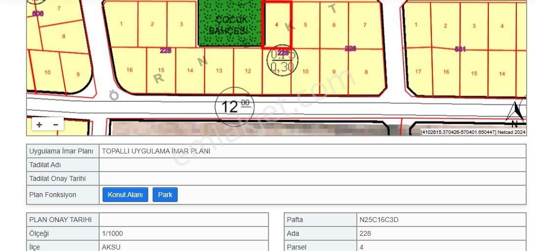 Aksu Topallı Satılık Konut İmarlı Aksu Topallı'da Geleceğe Dönük Yatırımlık Arsa