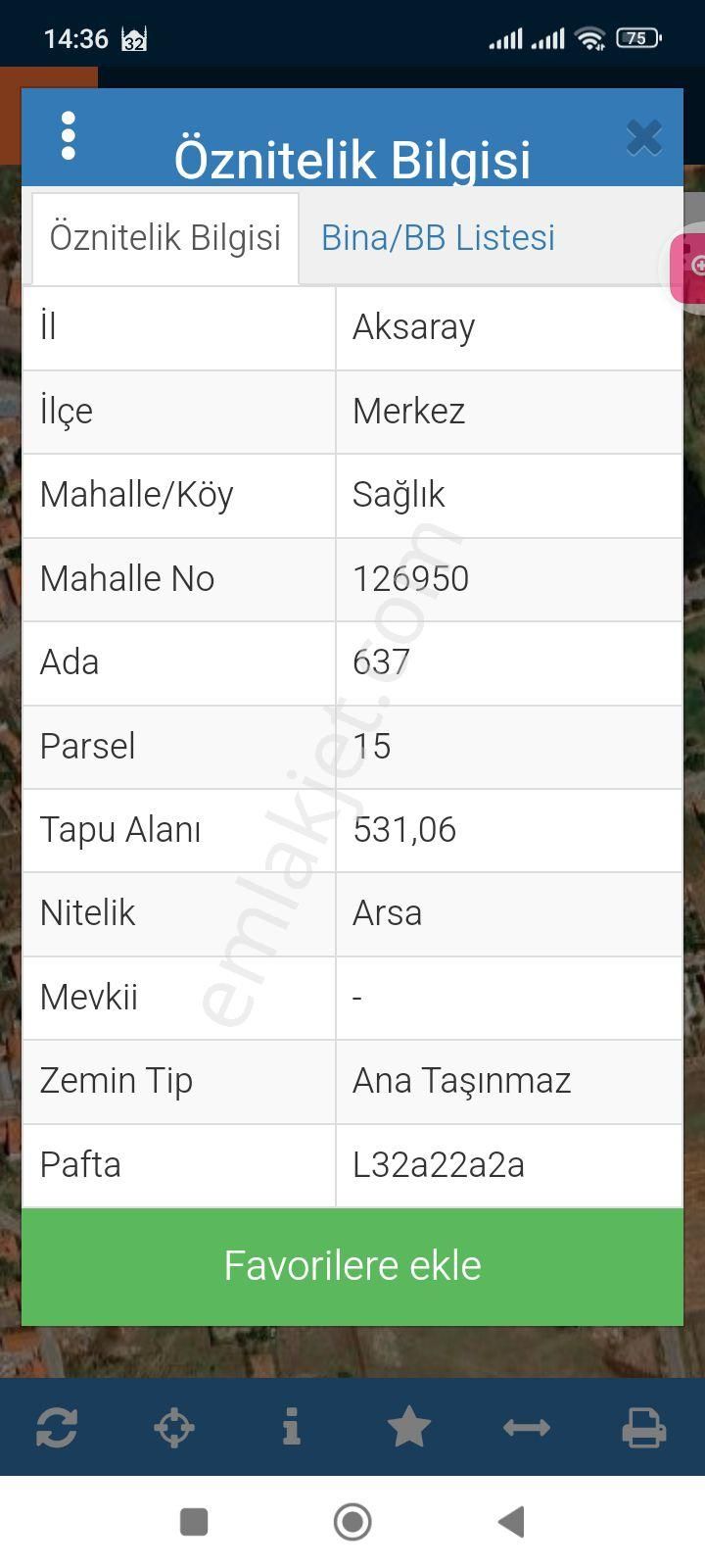 Aksaray Merkez Sağlık Bld. (Fatih) Satılık Tarla Sağlık Köyünde 533 Mt Proje Ve Kuyusu Olan Arsa