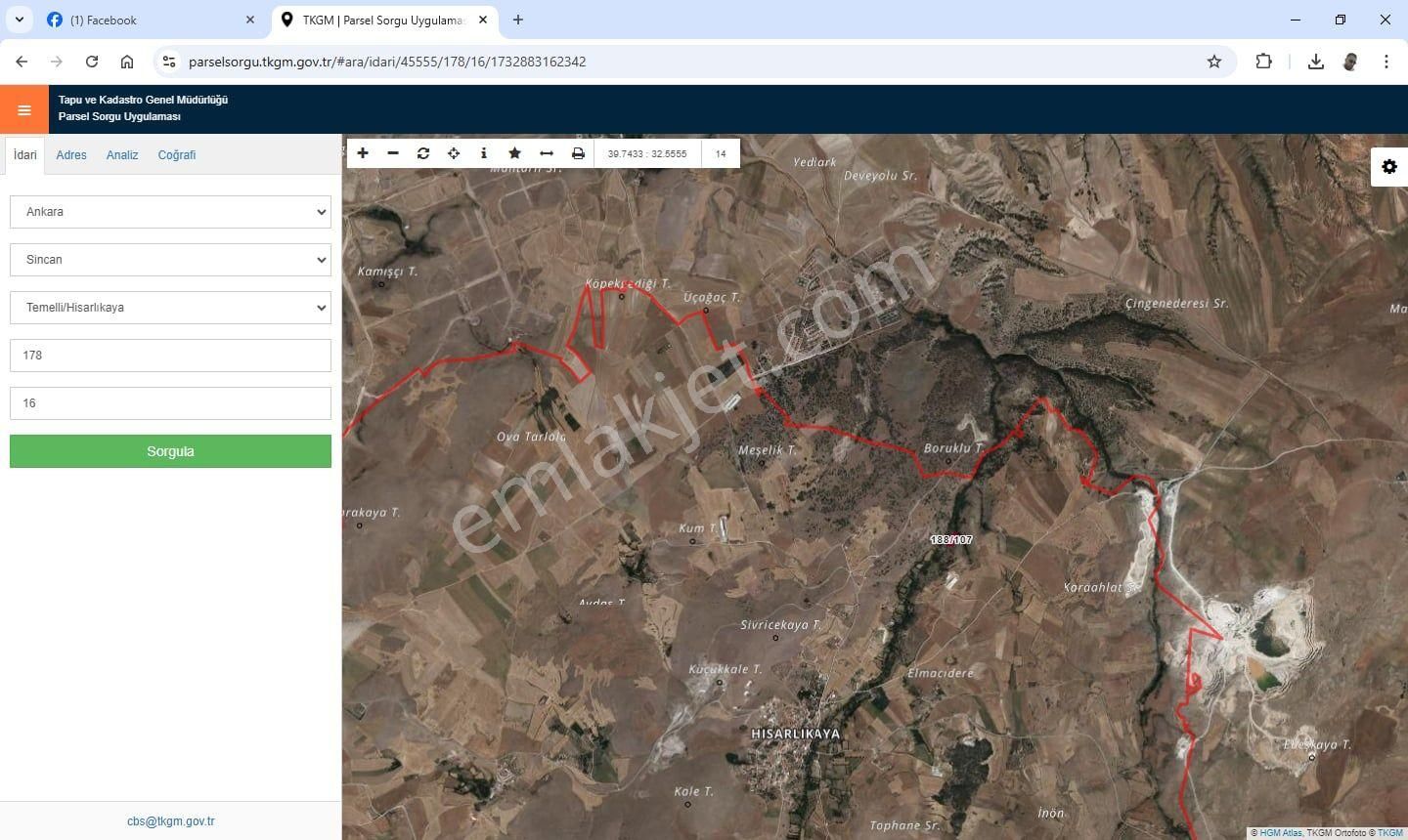 Sincan Hisarlıkaya Satılık Tarla Ankara Sincan Temelli Hisarlıkaya'da Yatırımlık Arazi