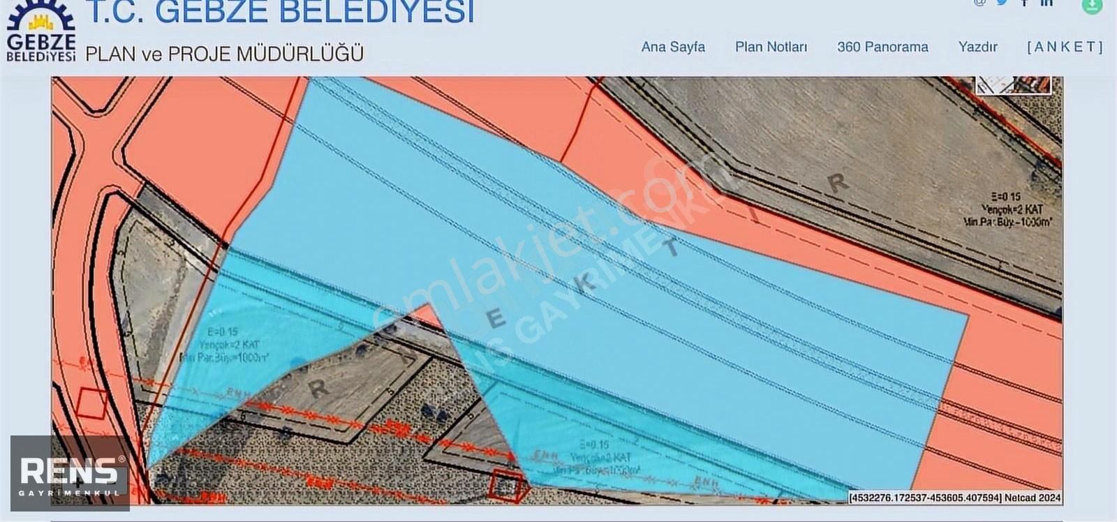 Gebze Kadıllı Satılık Villa İmarlı Rens Gayrimenkulden Akfırata Sınır Villa İmarlı Arsa