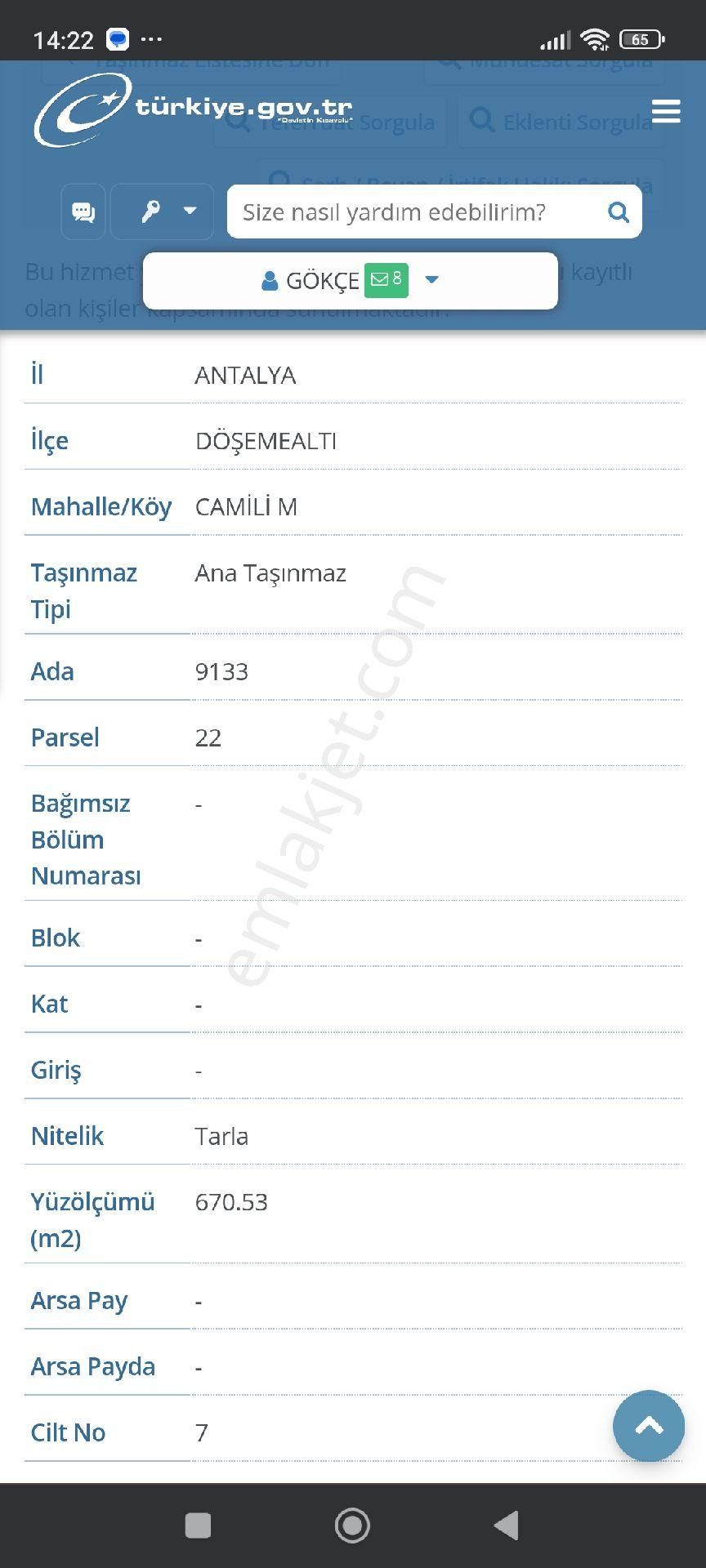 Döşemealtı Camili Satılık Tarla Satılık Tarlam 670 M.kare