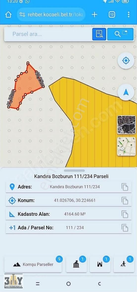 Kandıra Bozburun Satılık Tarla Kandıra Bozburun Asfalt Cephe