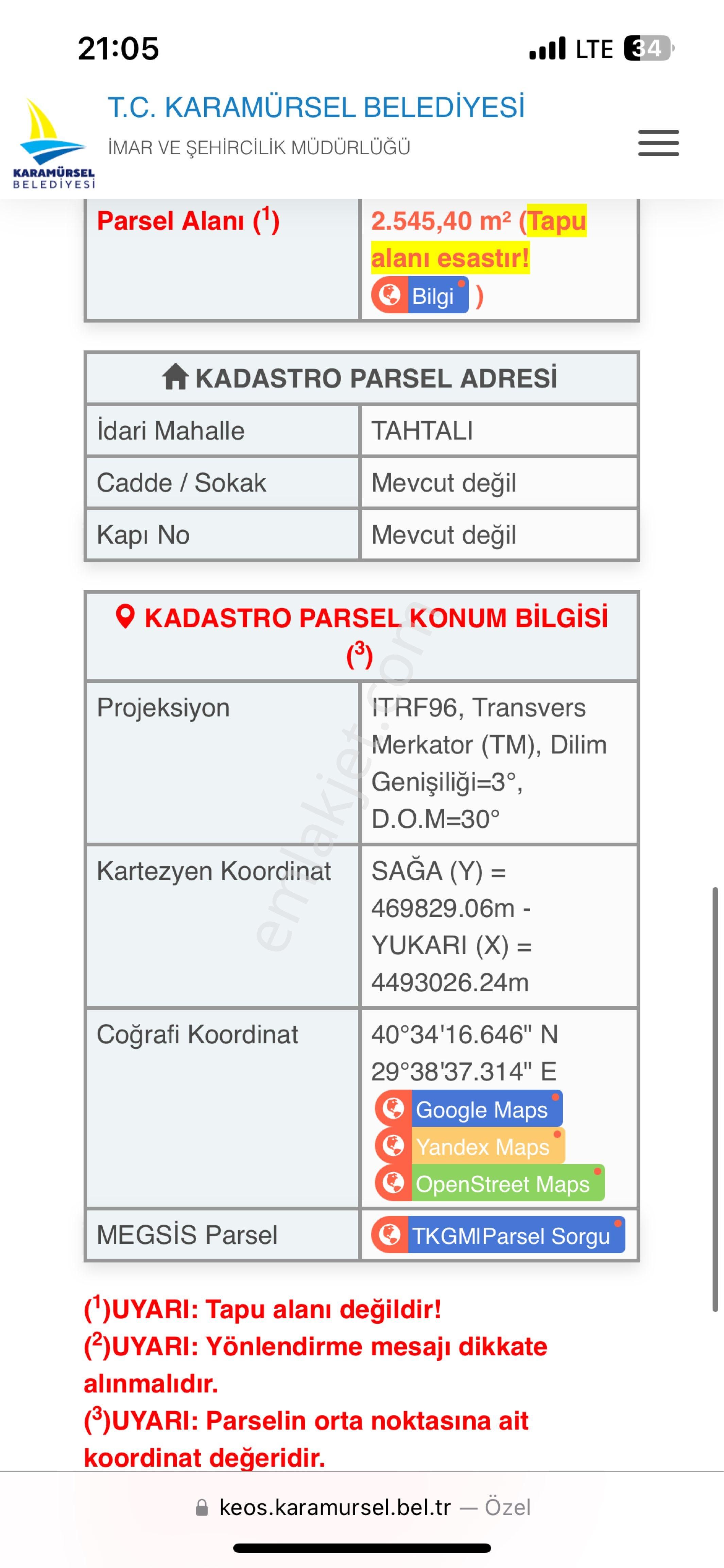 Karamürsel Tahtalı Satılık Tarla Satılık Arazi