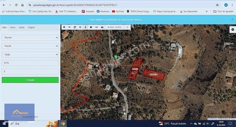 Hacılar Aşağı Satılık Villa İmarlı Mazaka Cıty'den Hacılar Aşağı Mh Satılık 1000 M2villa Parselleri