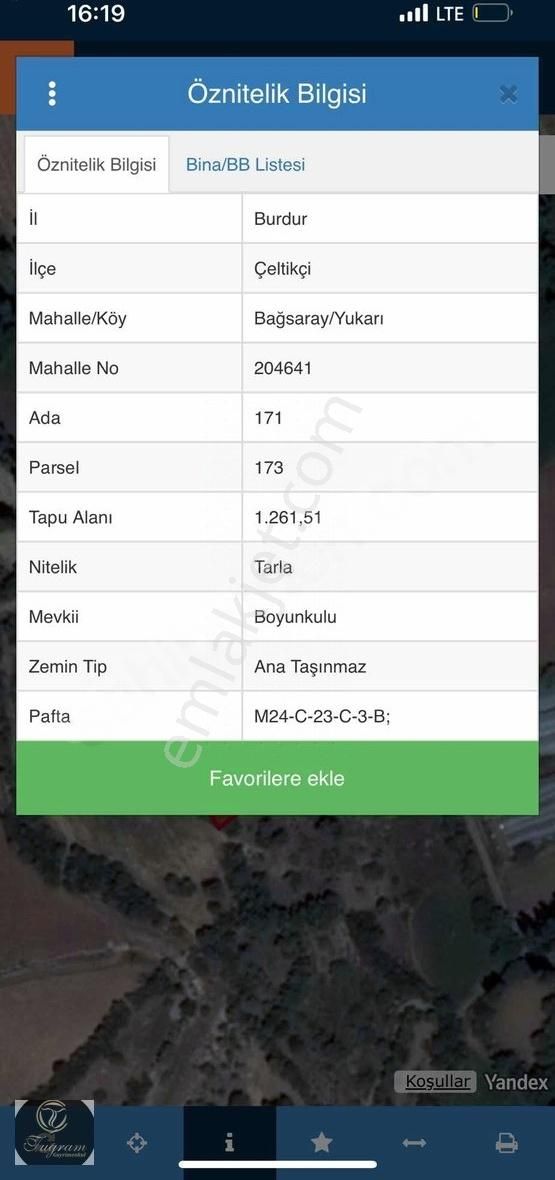 Çeltikçi Bağsaray Köyü (Yaka) Satılık Tarla Burdur Çeltikçi İçinde Serası Mevcut 6.800 M2 Satılık