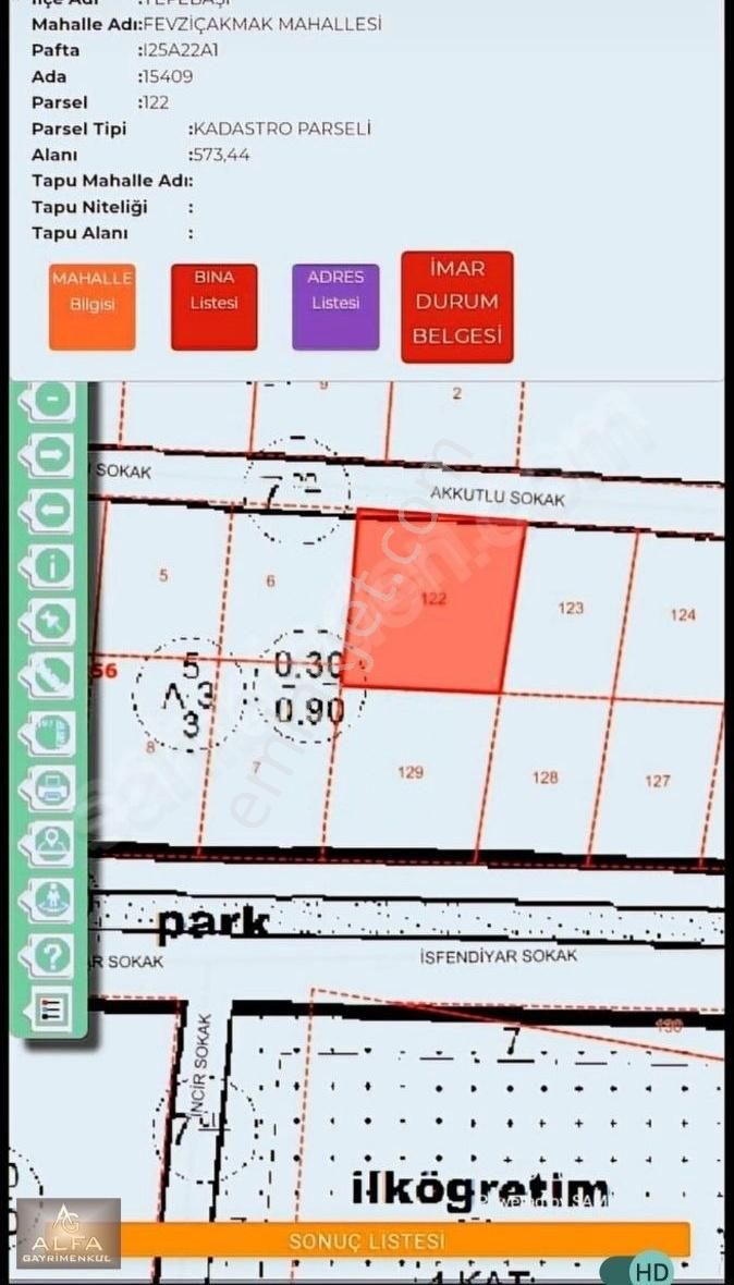 Tepebaşı Fevziçakmak Satılık Tarla Fevzi Çakmak Mh. 3 Kata İmarlı 574 M2 Arsa