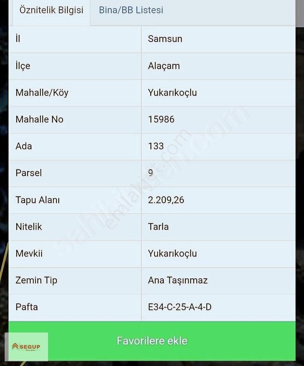 Alaçam Yukarıkoçlu Satılık Tarla Alaçam Yukarıkoçlu Kadasrto Yoluna Ve Ormana Cephe Fırsat Arazi