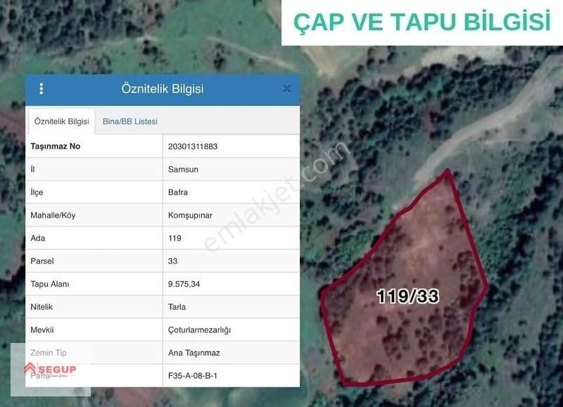 Bafra Komşupınar Satılık Tarla İçerisinde Suyu Olan 9.575 M2 Her Türlü Projeye Uygun Fırsat