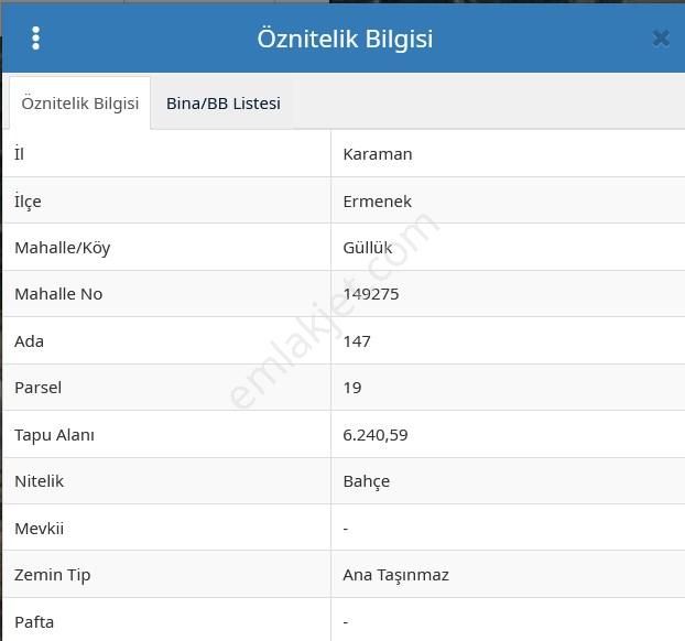 Ermenek Seyran Satılık Tarla Emlakyap'tan Ermenekte Şehir Merkezi Dibinde Satılık Bahçe (784/6240 M2 )