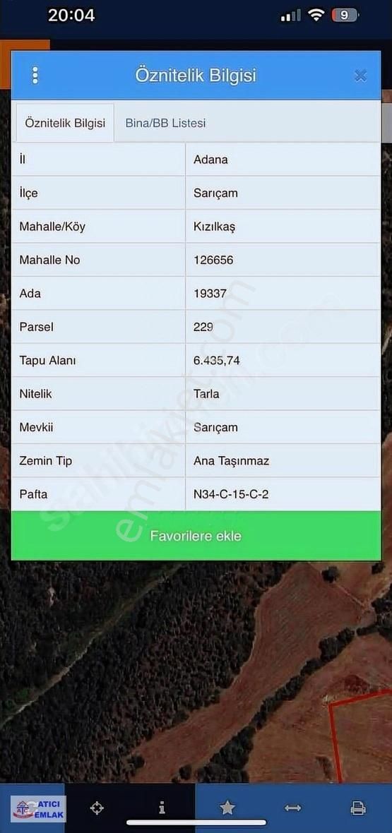 Sarıçam Kızılkaş Satılık Tarla Atc'dan Mustafalarda Ana Yola 2.5 Km Mesafede Tek Tapu Tarla