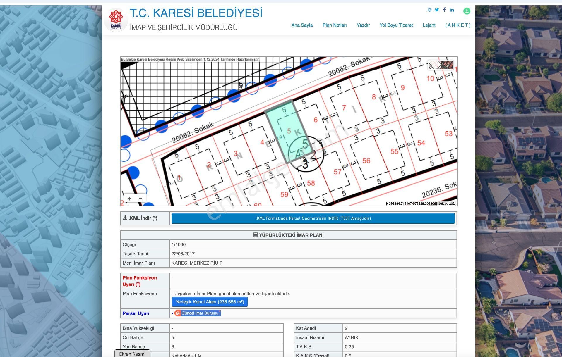 Karesi Kuva-İ Milliye Satılık Konut İmarlı Balıkesir Karaesi Kuva-i Milliye Mah 236 M2 Arsa