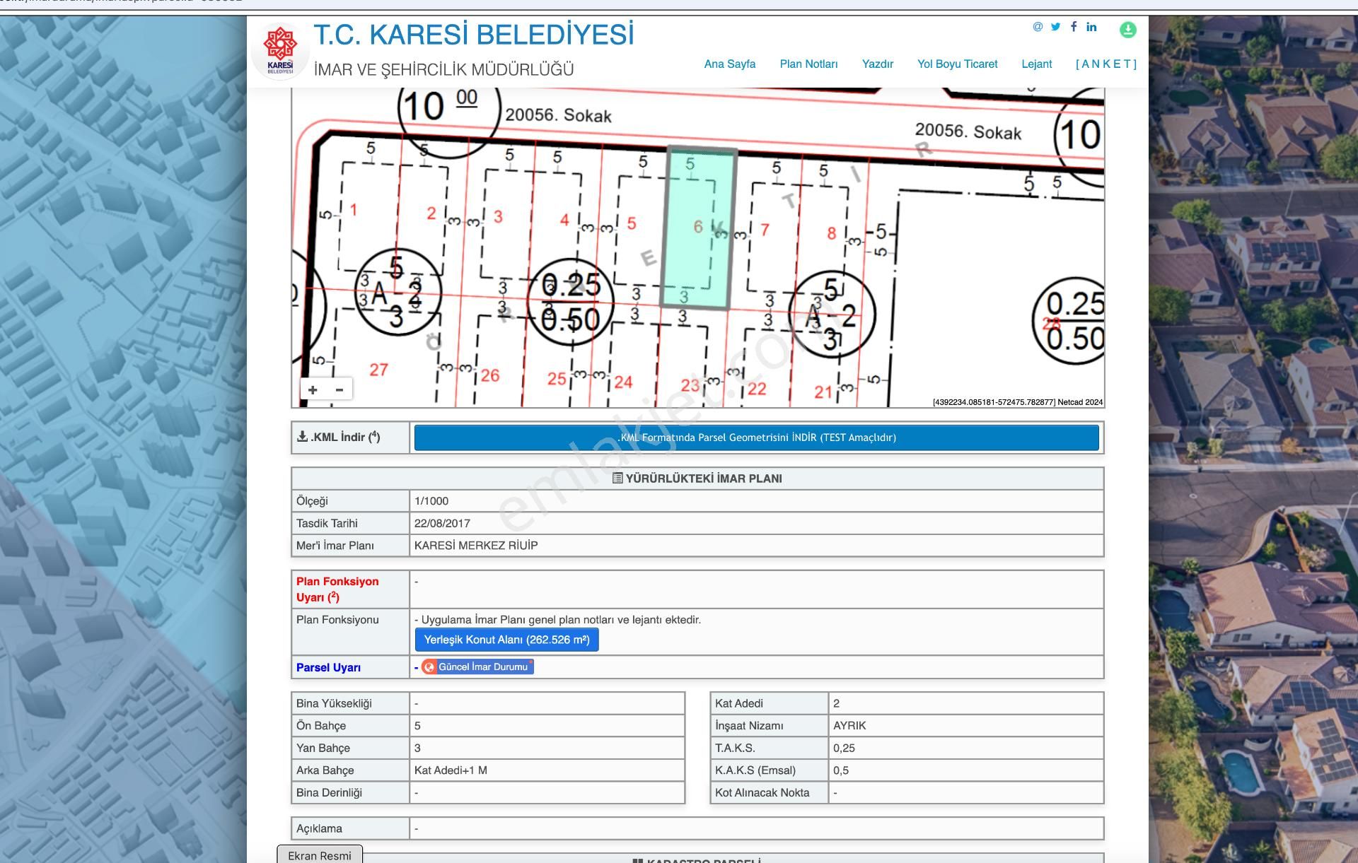 Karesi Kuva-İ Milliye Satılık Konut İmarlı Balıkesir Karaesi Kuva-i Milliye Mah 262 M2 Arsa