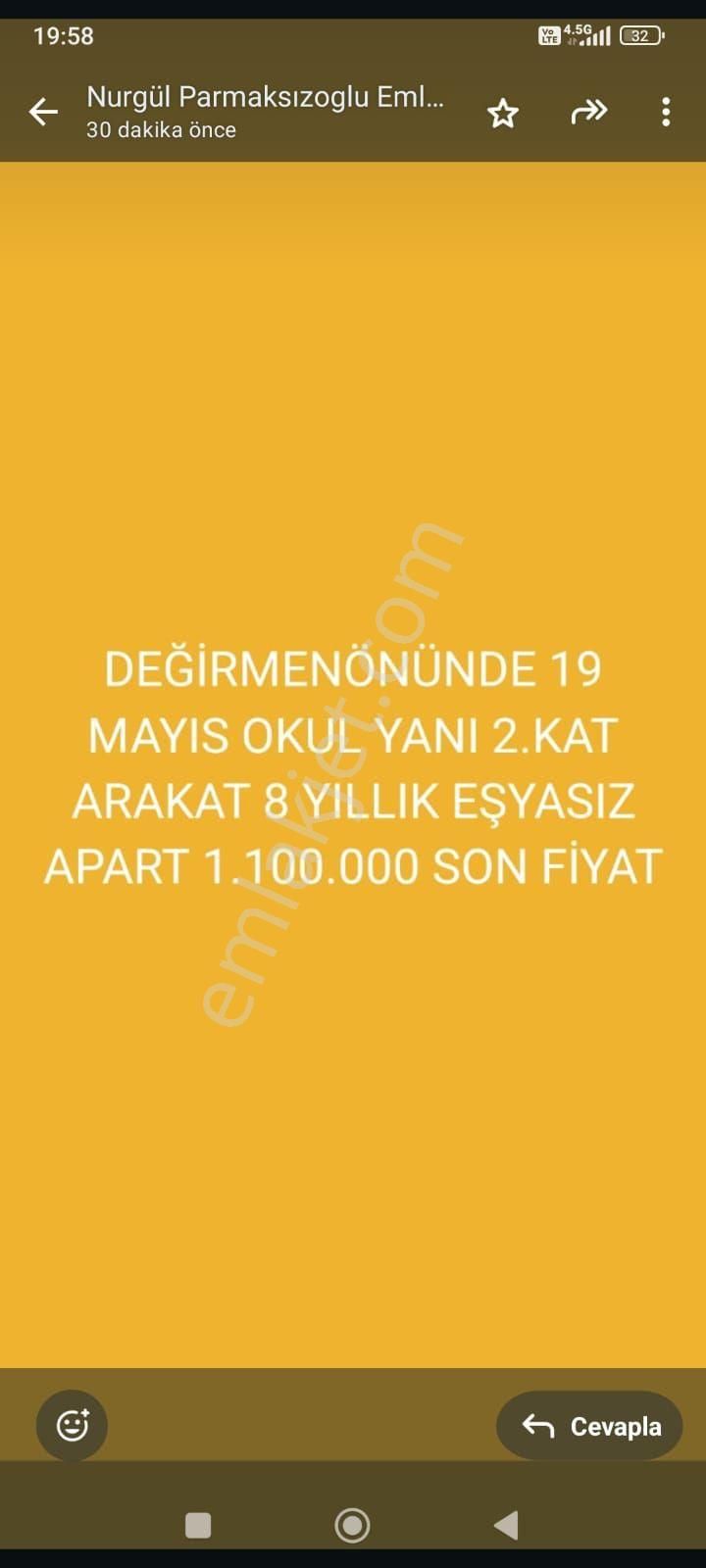 Merkezefendi Değirmenönü Satılık Daire Değirmenönü Mahallesi'nde Satılık Apart