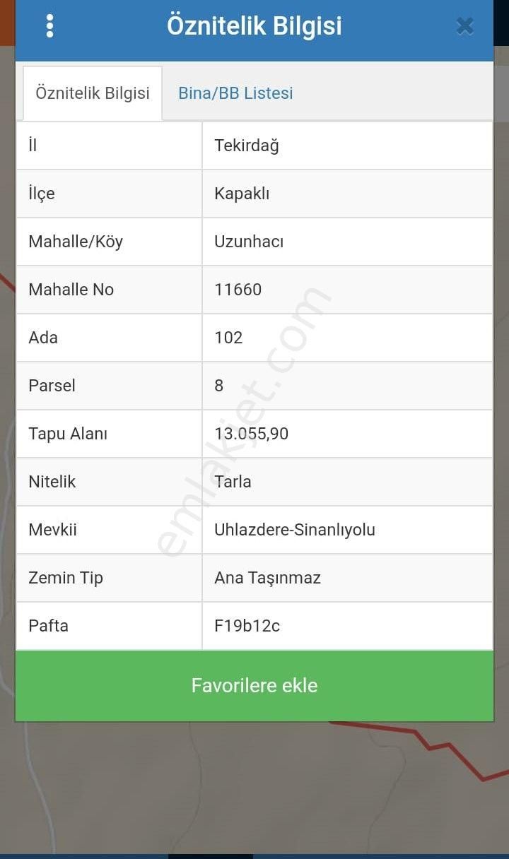 Tekirdağ Kapaklı Satılık Tarla Tekirdağ Kapaklı Uzunhacı'da 815m² Satılık Hisse Akgün'den