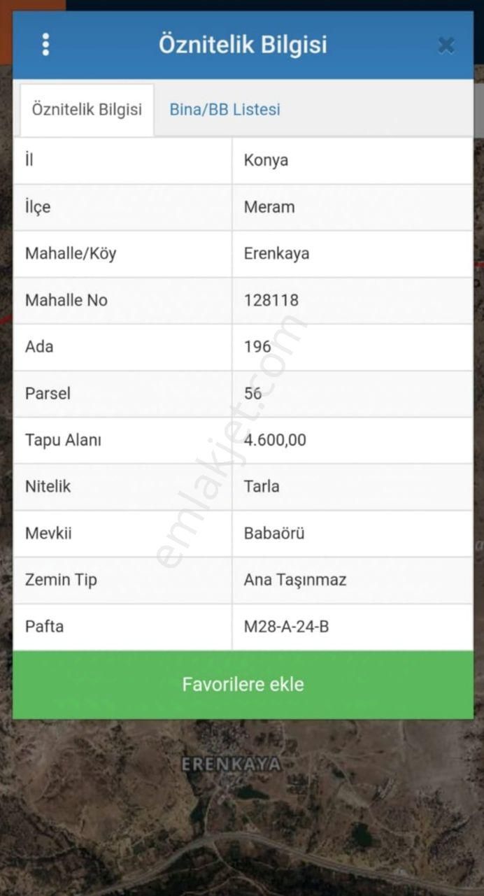 Konya Meram Satılık Tarla Meram Erenkaya Da 4600 M Müstakil Tarla