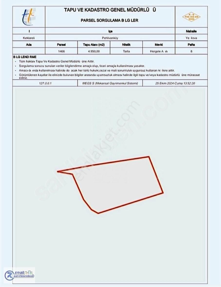 Pehlivanköy Yeşilova Köyü Satılık Tarla Kırklareli Pehlivanköy Yeşilova Mahallesi Satılık Arazi