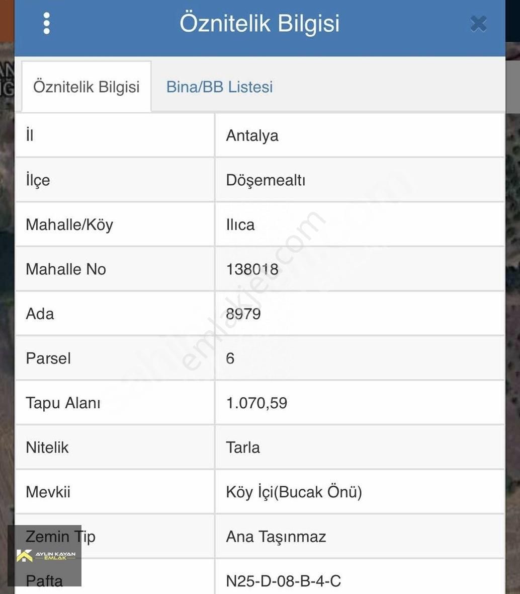 Döşemealtı Ilıcaköy Satılık Villa İmarlı Döşemealtı Ilıca Köy İçi Yerleşim İçinde 1389 M2 Satılık