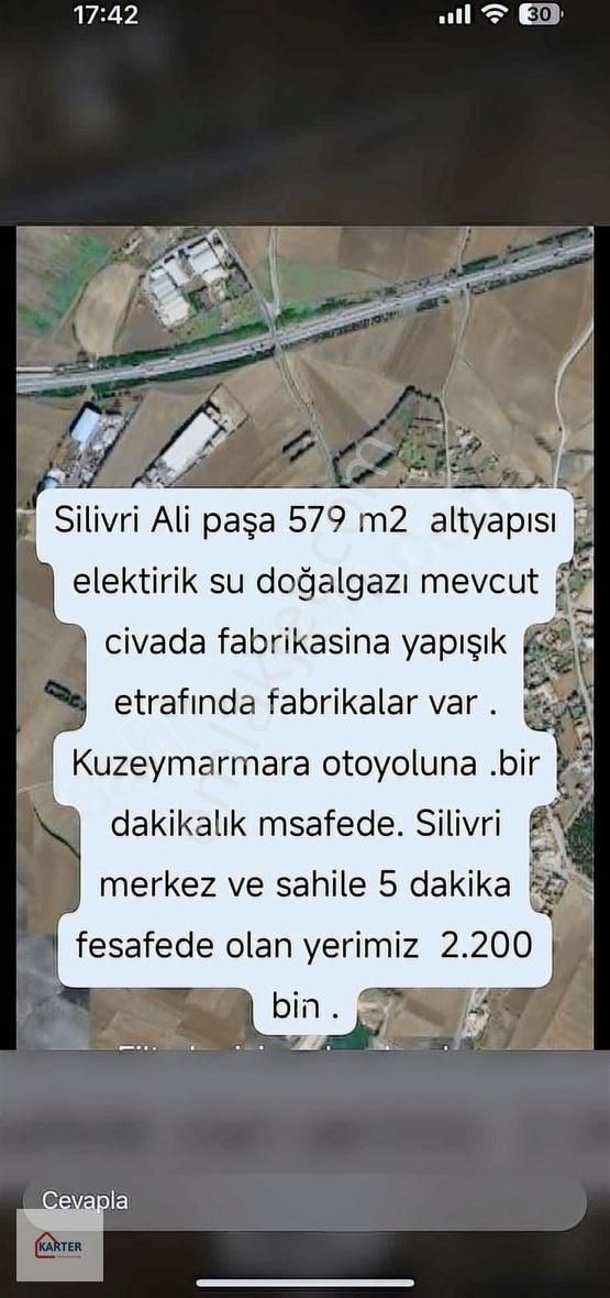 Silivri Alipaşa Satılık Tarla Karter Gayrimenkuldan Satılık Tarla Silivri Ali Paşa