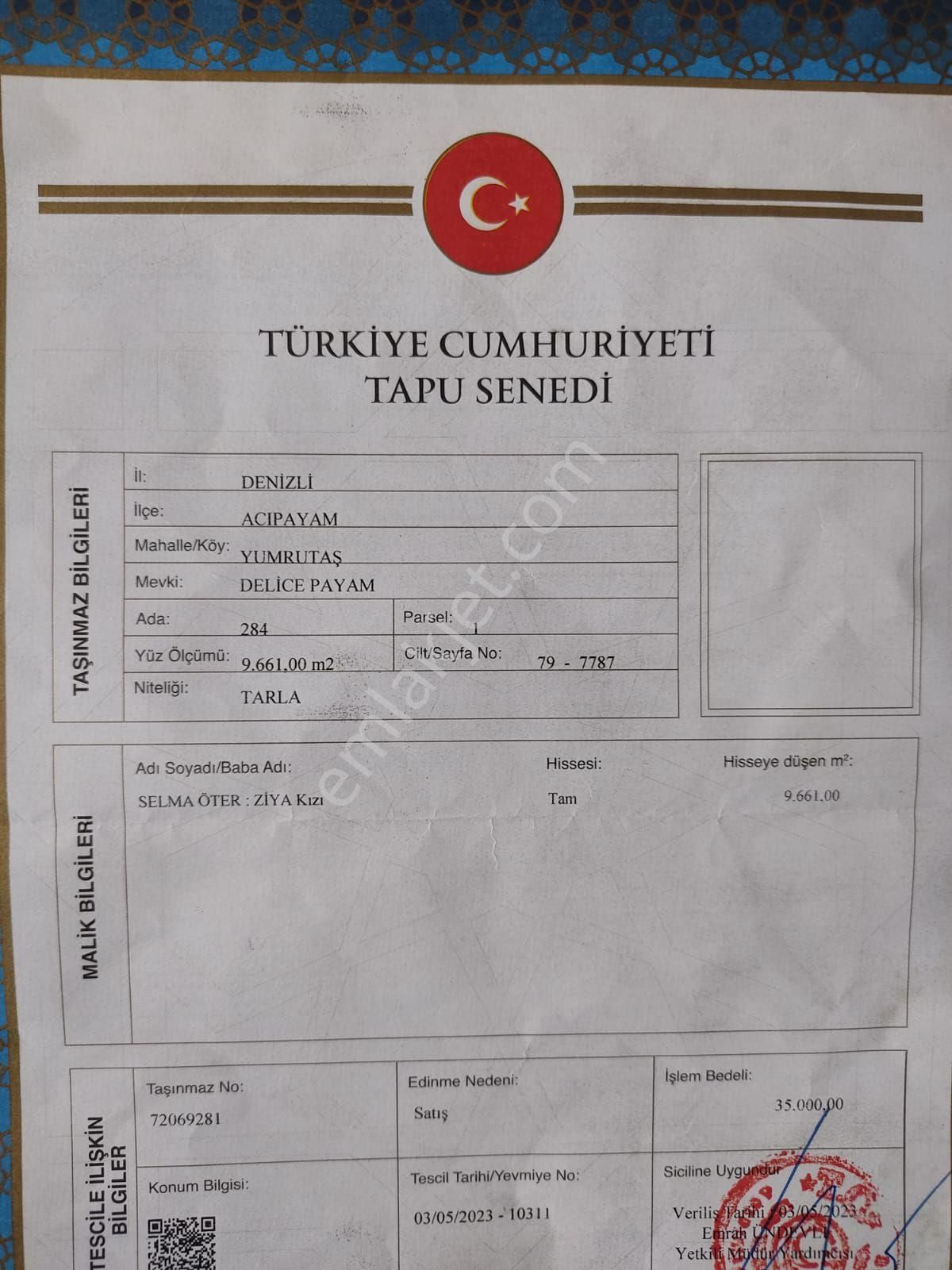 Acil Satılık Tarla