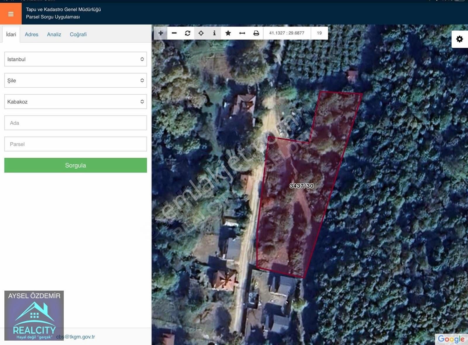 Şile Kabakoz Satılık Tarla Tanjudan Kabozda Tarla 450m2/225m2/90m2225m2