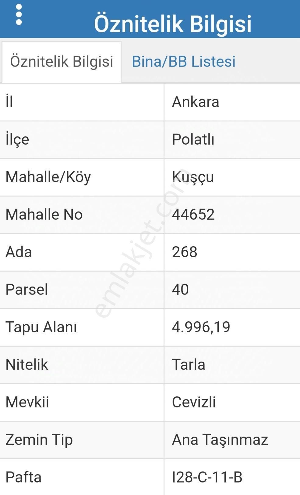 Polatlı Kuşcu Satılık Tarla Polatlı Kuşçuda 4.996m² Tek Tapu Yola Sıfır Tarla