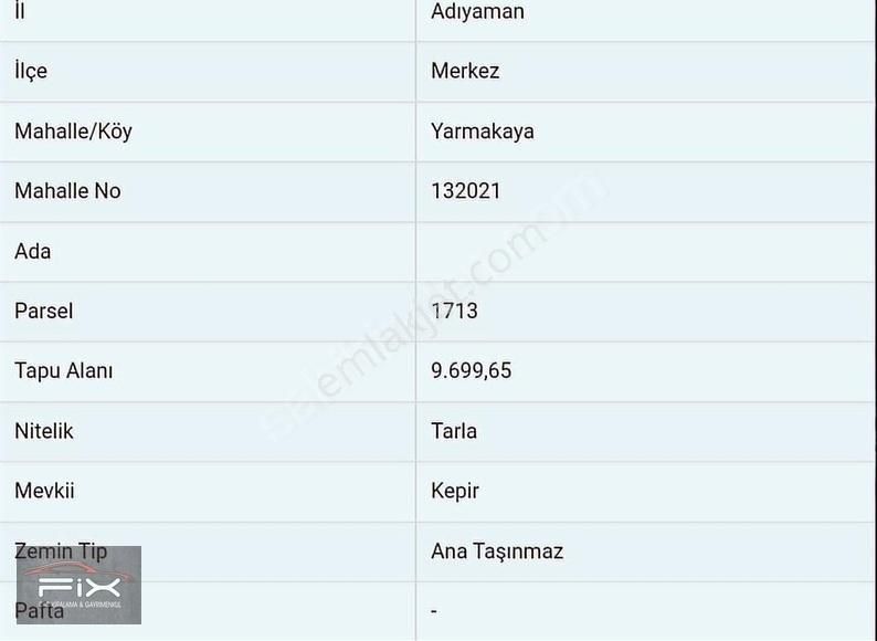 Adıyaman Merkez Yarmakaya Köyü Satılık Tarla Yarmakaya Ana Yola Cephe 9.600m2 Satılık Tarla