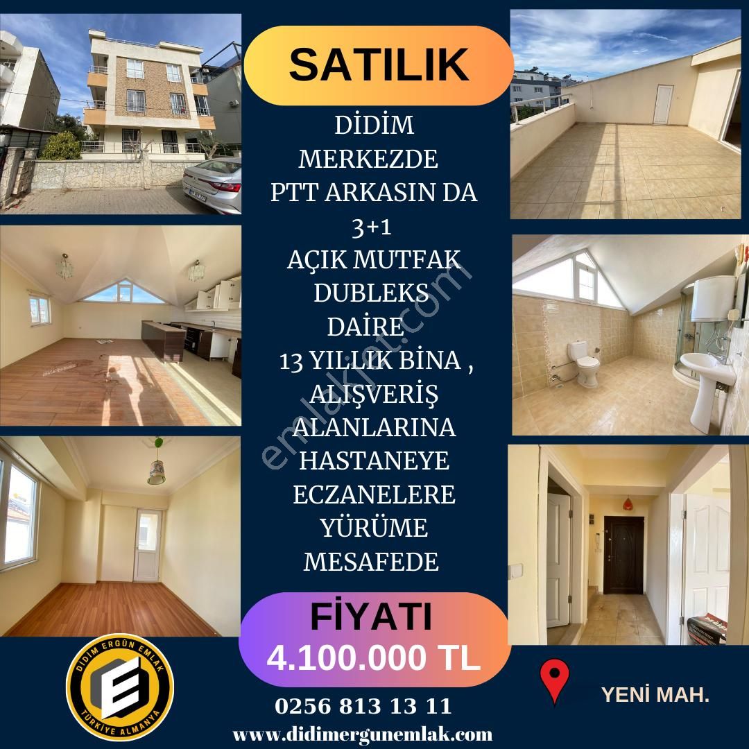 Didim Yeni Satılık Daire Didim Merkezde Ptt Arkasın Da Satılık 3+1 Açık Murfak Dubleks ( Ek : 1232 )