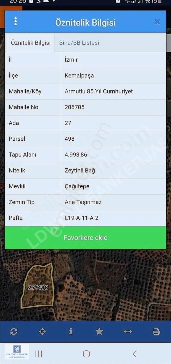 Kemalpaşa Armutlu 85. Yıl Cumhuriyet Satılık Bağ & Bahçe İzmir Kemalpaşa Armutlu'da 5 Dönüm Zeytinli Bağ