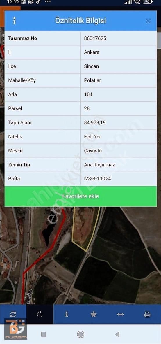 Sincan Polatlar Satılık Tarla Baki Den Polatlar Da İmara Sınır Yatırımlık 2.000 M2 Arazi